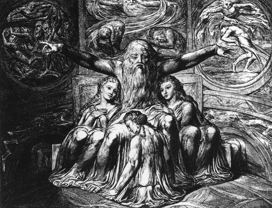 Job und seine Töchter Romantik romantische Alter William Blake Ölgemälde
